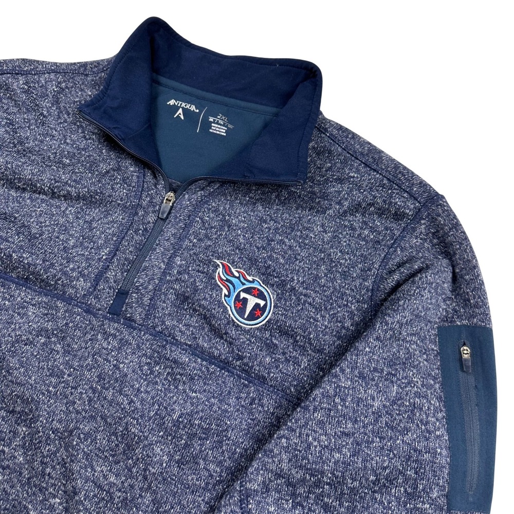 Antigua Tennessee‎ Titans Mens 2XL Quarter Zip Fleece Pullover Navy Blue Heather